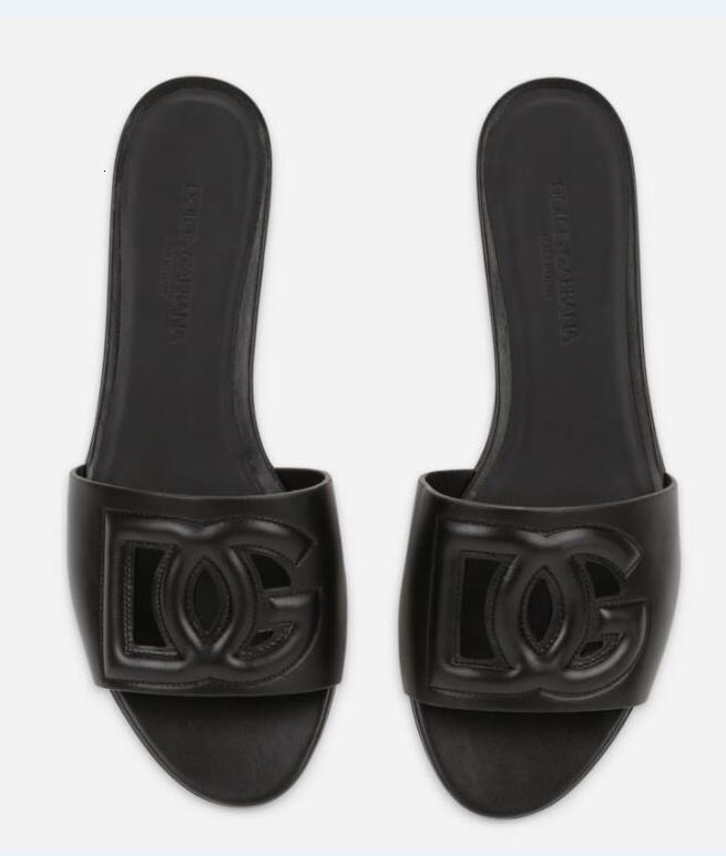 cut out designer sandal luxury women slipper woman summer flat heel slides leather dolce and gabanna dolcegabannas gabbanas dg casual comfort flip flop rubber b PBJ6
