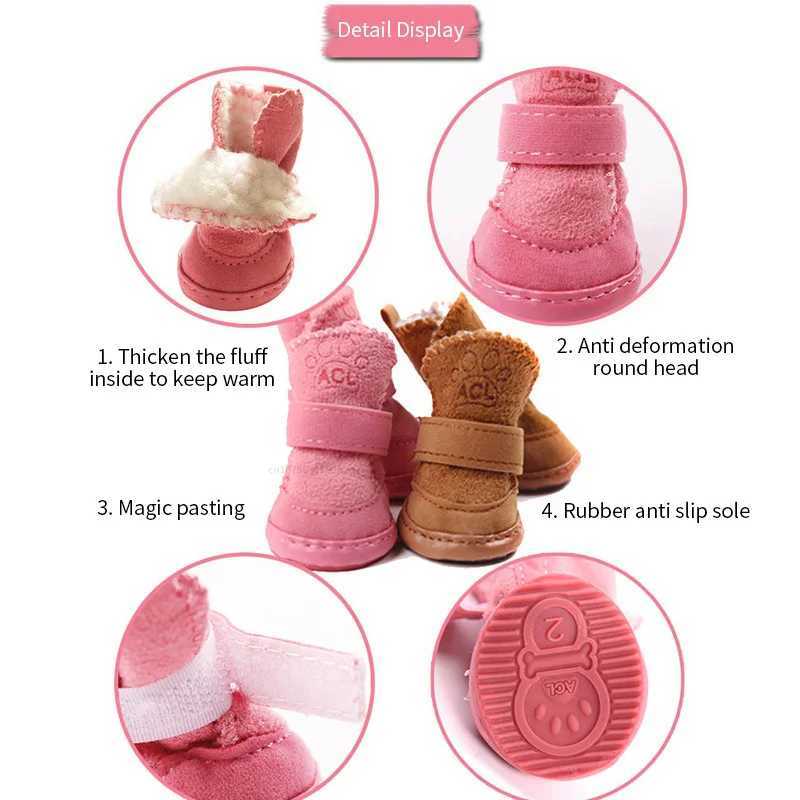 New Arrival 4 piecesset of pet dog shoes for winter warmth suitable for small and mediumsized dogs non slip puppies rain boots shoes cat and dog walki
