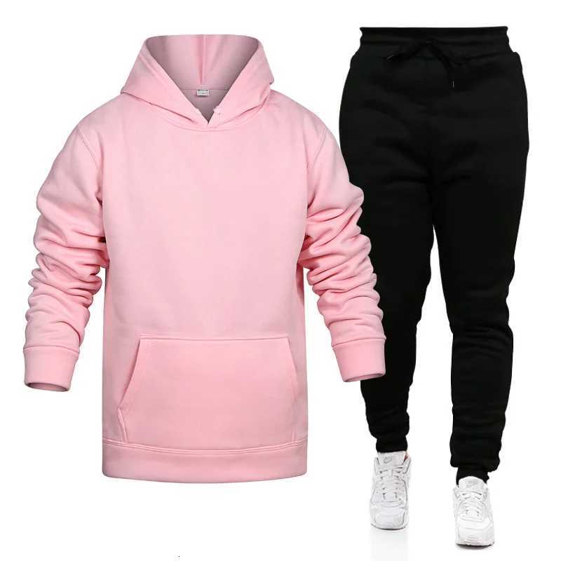 men Sportswear pure color sport Suit man/woman HoodiesPants fitness Clothing Spring Autumn 2 pieces Sets casual Male Tracksuits W251110