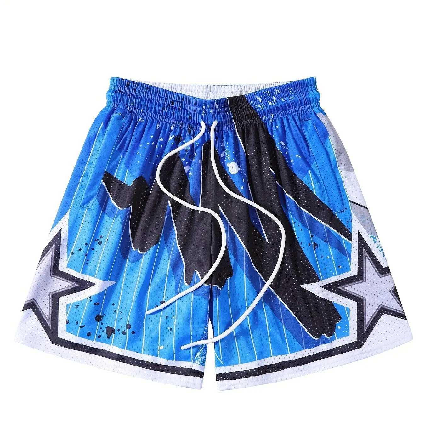 Street life summer casual shorts mens childrens shorts fashionable graphic letter printing breathable quick drying oversized shorts X2504101