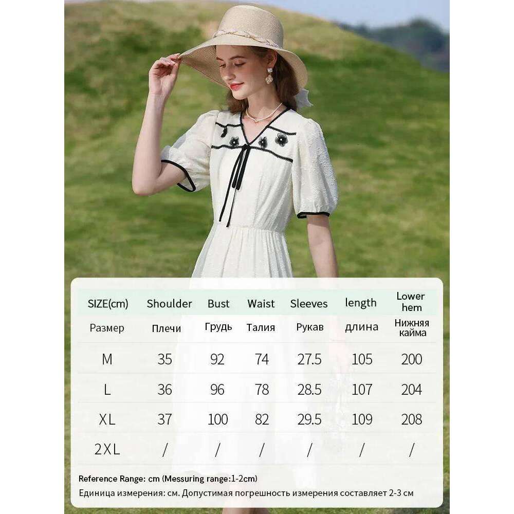 I BELIEVE YOU Summer New Elegant Chiffon Women's Dress 2023 V Neck Puff Sleeves Patchwork A-Line High Waist Vestidos 2232095065