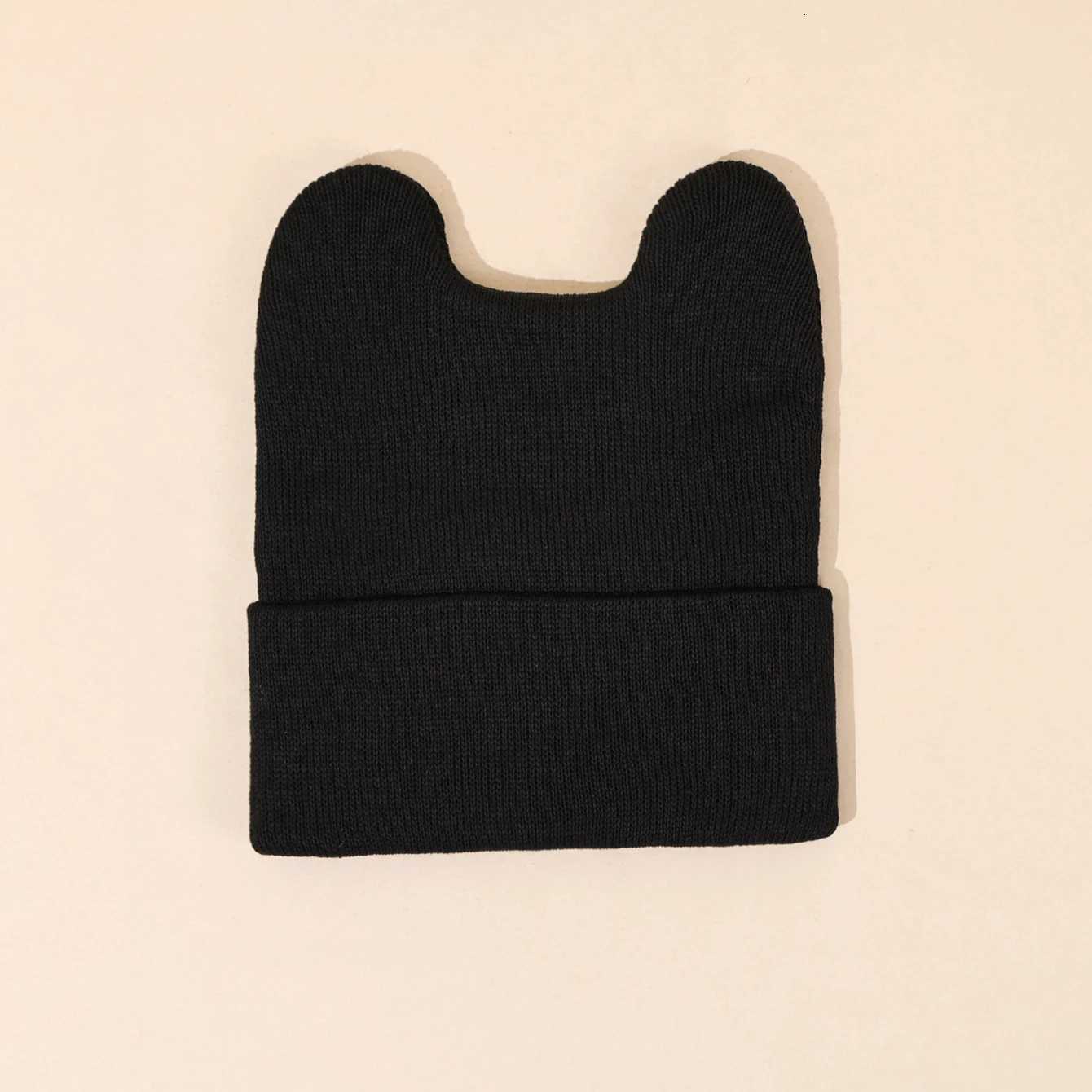 Cute Ears Solid Color Knitted Hat Trendy Cute Cartoon Knitted Hat Autumn/Winter Outdoor Warm Hat BeaniesXJ251110