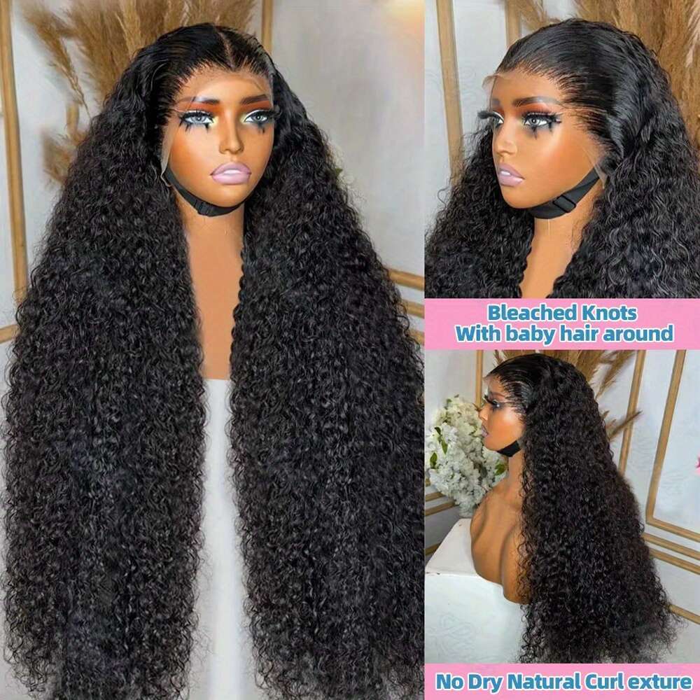 100% Unprocessed Brazilian Virgin Human Jerry Wave 13X4 Lace Frontal With Full Edges & Baby Black Deep Kinky Wet And Wavy Look Curly Style For Women, 