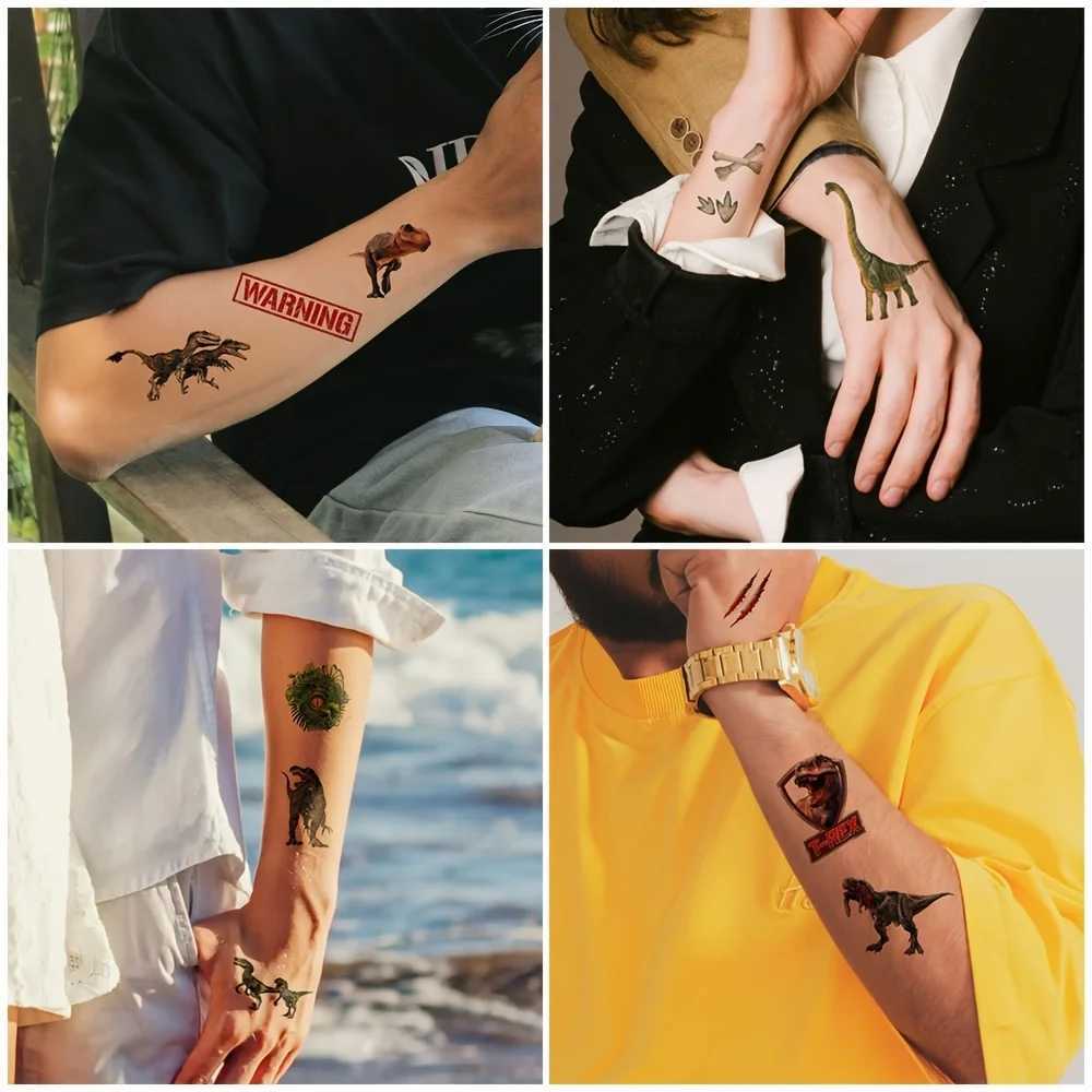 12 3D dinosaur temporary tattoo dinosaur waterproof real T-Rex tattoo stickers boys and girls birthday party discount W250410