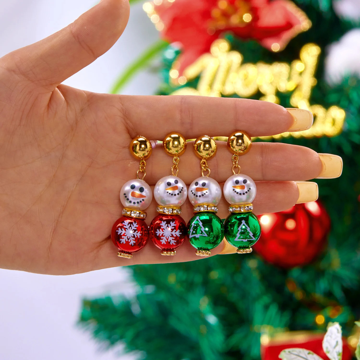 Fashion Christmas Snowman Snowflake Earrings for Women Shiny Crystal Zircon Santa Claus Dangle Earring Girls Party Jewelry Gifts 251031