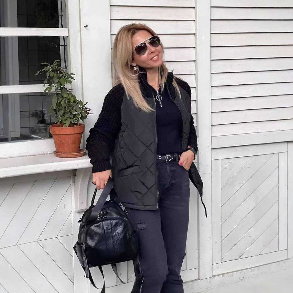 Hot Sale Of The Season Autumn Winter Women's Long Sleeve Zipper Splicing Jacket Stand Collar Cardigan Thick Cotton Outerwear Reg