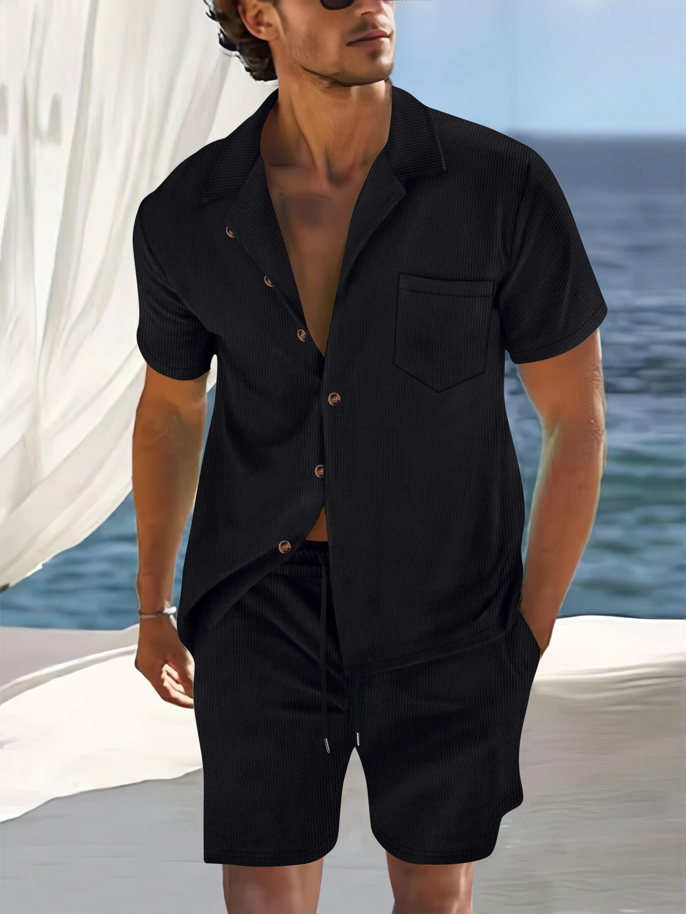 Designer Tracksuits Mens 2 Piece Outfits Fashion shorts Casual short Sleeve shirt Black Top And Joggers Pants Set sports suits