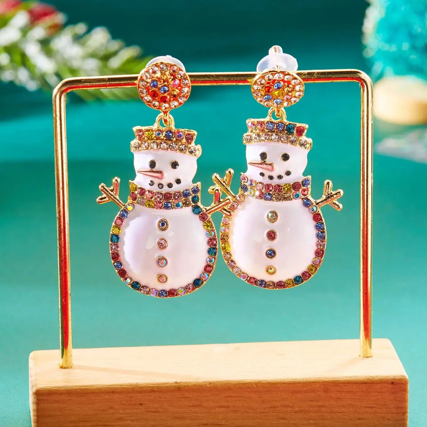 Exquisite Rhinestone Snowman Earrings for Women Minimalist Christmas Tree Bell Bow Earrings Year Friendship Jewelry Gifts 251031