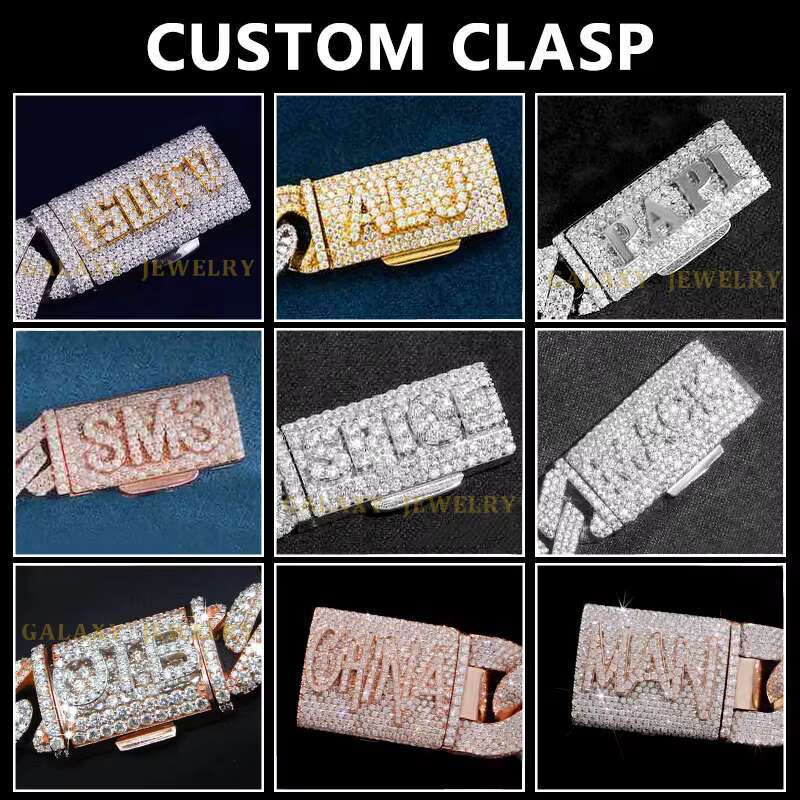 Fashion 14mm Heavy Heart Love Cuban Bracelet Hiphop 925 Pure Silver Iced Out Full Moissanite Diamonds Woman Cuban Link Chain