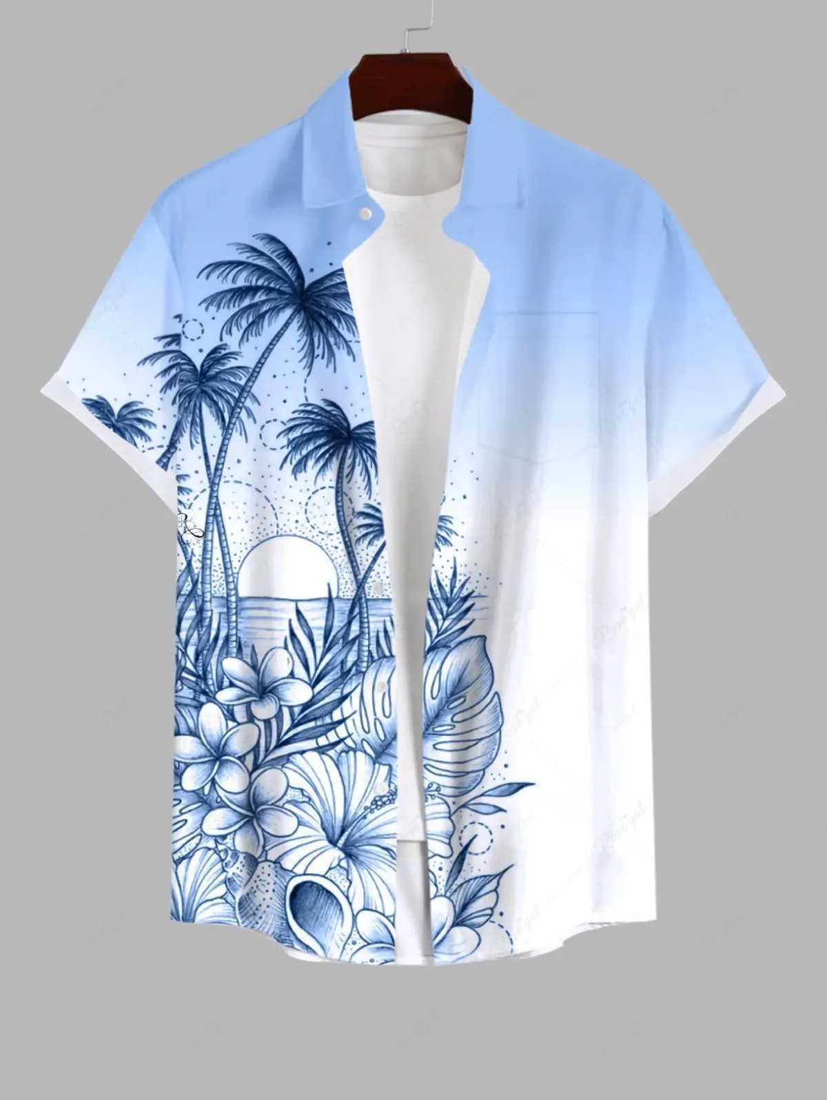 Hawaiian mens 3D printed shirt button beach vacation shirt summer short sleeved shirt mens casual shirt X250410