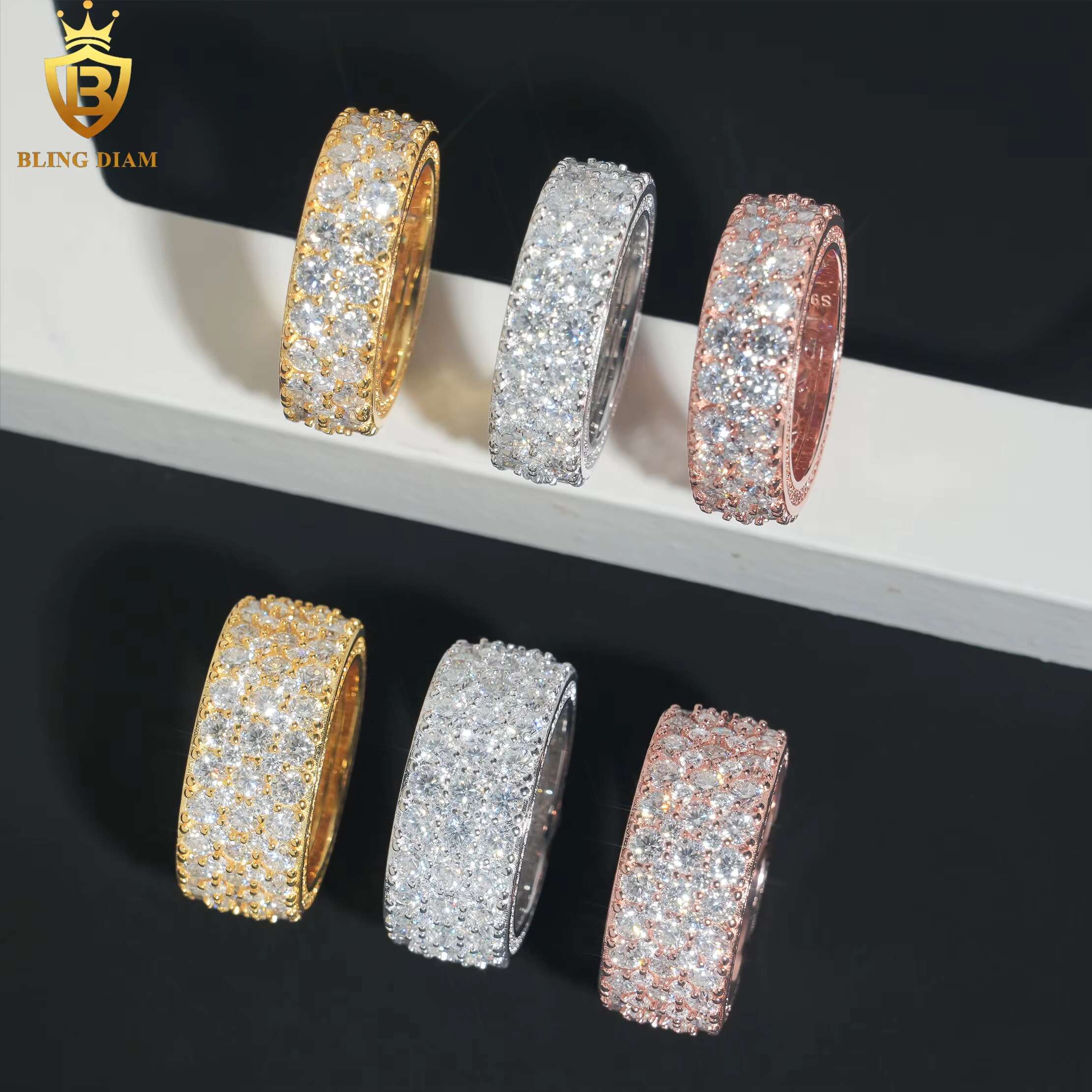 Hip Hop Style Jewelry 925 Sterling Silver Men Women Rings With Vvs Moissanite Iced Out Diamond Gra Certificate
