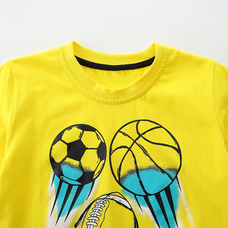 GS- Ddmyshoesvip Summer New Boys Style Football Printed Knitted Cotton T Shirt Fashion Children S Round Neck Pullover