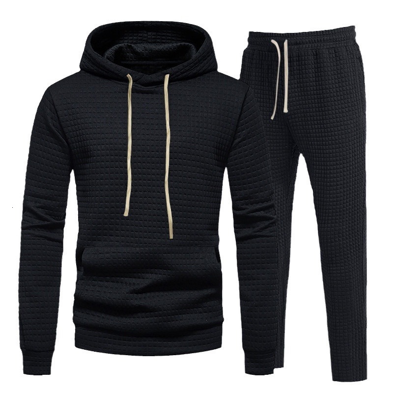 2025 Spring and Autumn Mens Set Long Sleeve Casual Jacquard Hoodie Set Sportswear