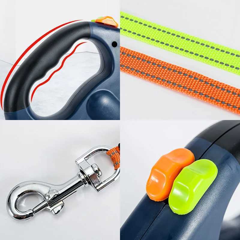 3in1 Double Head Automatic retractable Dog leash Flashlight Poop Bag Dispenser Reflective Pet Cat Extendable Puppy Traction Rope J251110