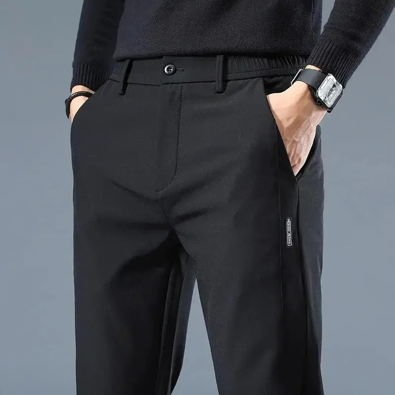 Summer Thin Ice Silk Stretch Mens Pants Casual Elastic Waist Smooth Trouser Pants Male Clothing 5 Colour 250408