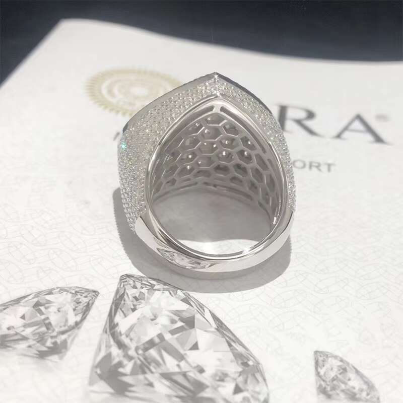 Fashion Silver Full Diamond Heart Moissanite Ring Hip Hop Couple Rings