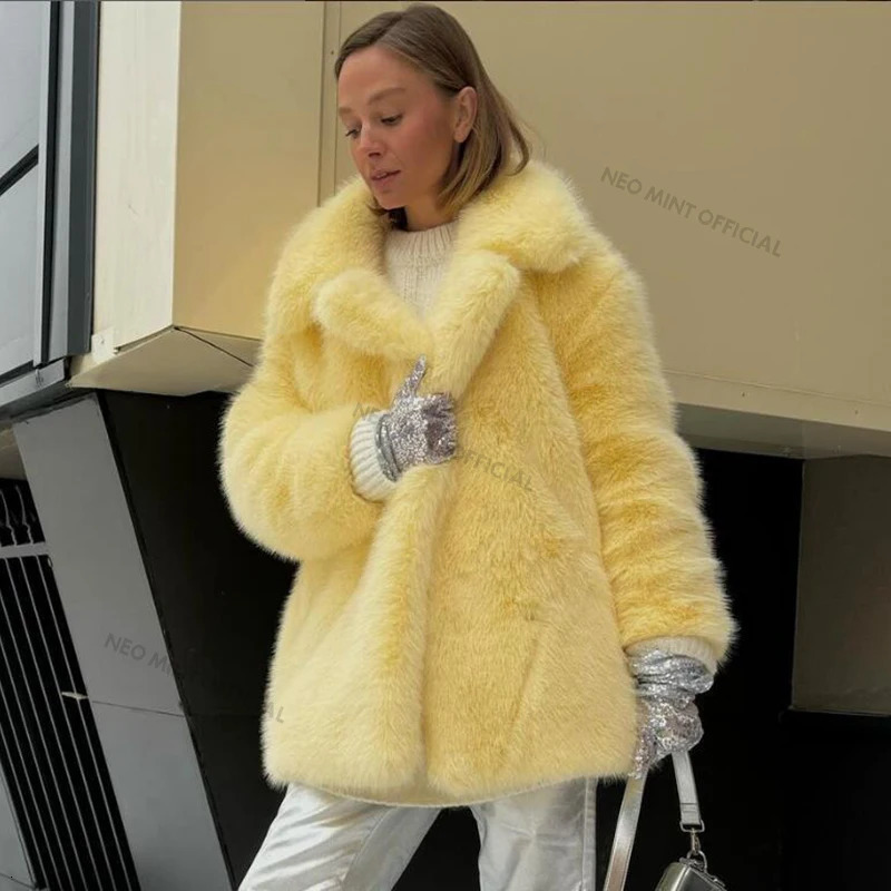 Neo Mint Women Winter High Quality y Faux Fur Coat Thicken Warm Overcoat Outerwear Girls Solid Long Fox Jacket 251110