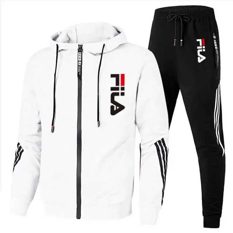 2025 Mens spring and Fall outdoor zipper jacket sweatpants jogging set Casual basketball fitness two-piece set W251110