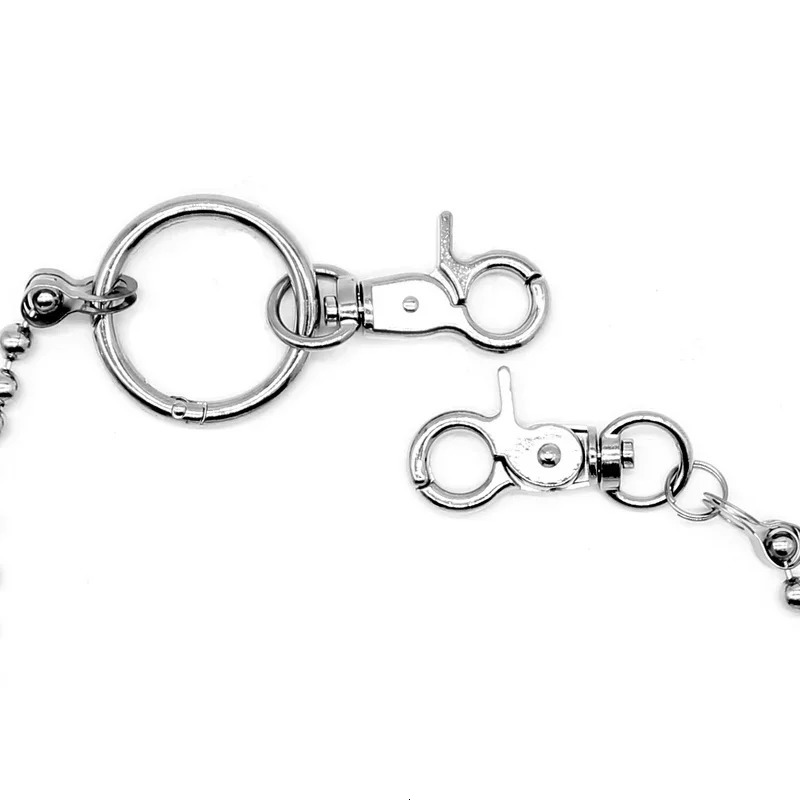 16cm long stainless steel bead money foreskin with chain rock punk Trouser Hipster pants jeans keychain clip accessory 250410