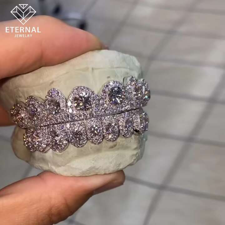 Flawless BBHONEYCOMB Big Stones S925 Silver 10K 14K 18K Solid Gold VVS Moissanite Lab Diamond Iced Out Grillz for Teeth