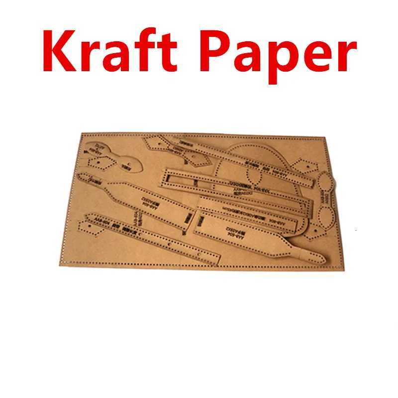 1Set DIY Kraft Paper Sewing Pattern For Handmade handbag Template Leather Craft Stencil Sewing 21x15x13cm K251110