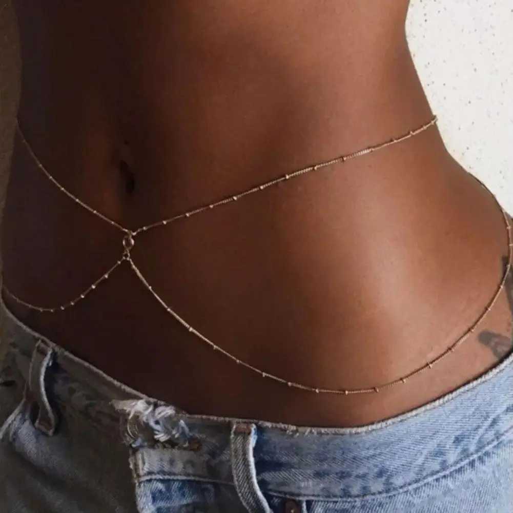 Fashionable and Simple Double layer Bead Chain Womens Waist and Waist Chain Belly Belt Chain Fashionable Body Jewelry Spring and Summer Gifts X250410