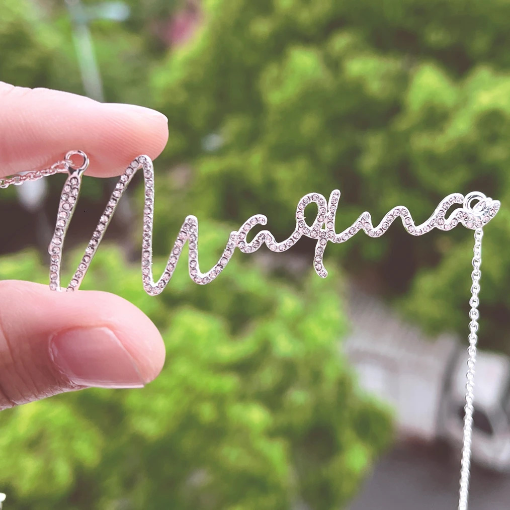 Duoying Zirconia Initial Letters Necklaces Women Personalized Necklace with Names Crystal Pendant Necklace Mom Gift 250409