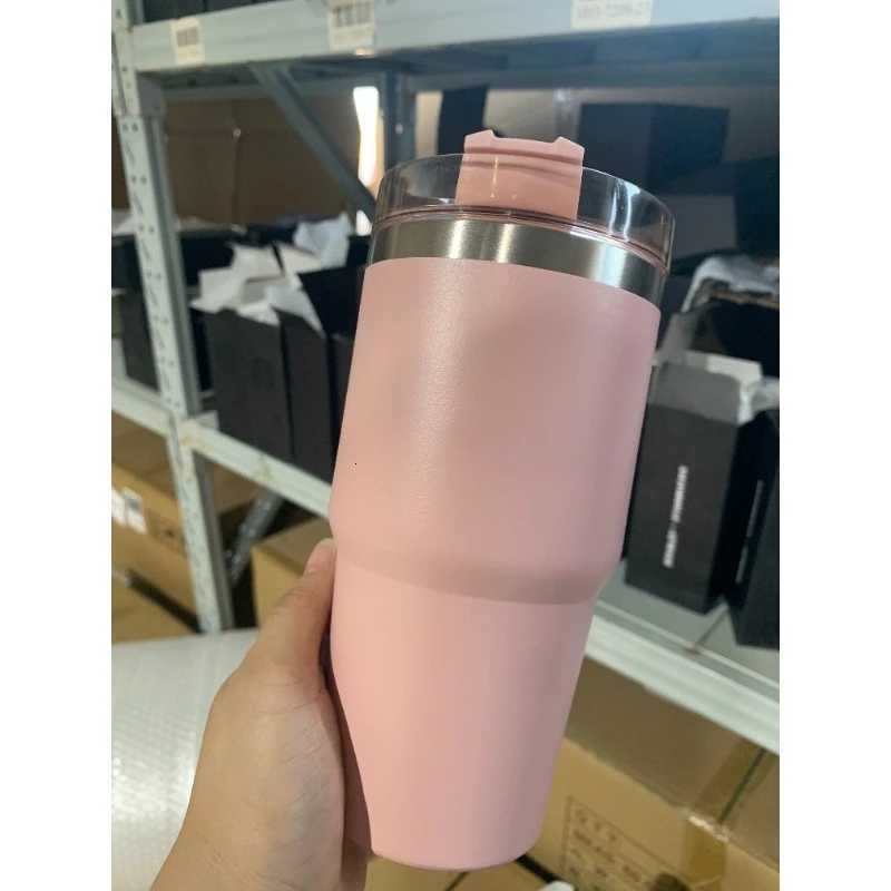 Fashionable cup 304 stainless steel insated cup convenient 591ML large-capacity straw coffee travel cup car cup Y251110