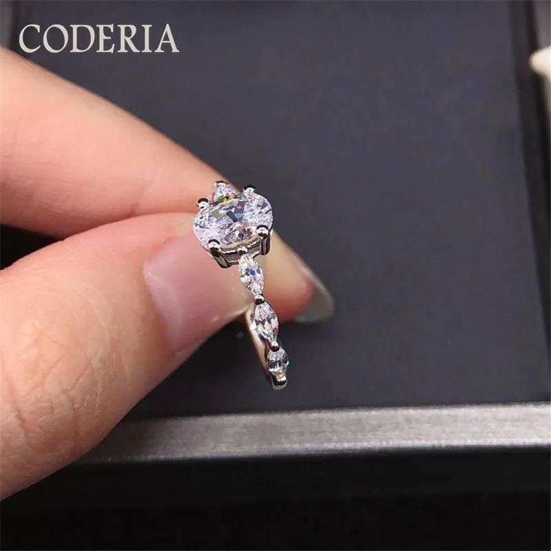 1 CT 2CT Oval Ring 925 Sterling Silver Plated 18K Gold Engagement Rings Pass Diamond Test Jewelry 251103