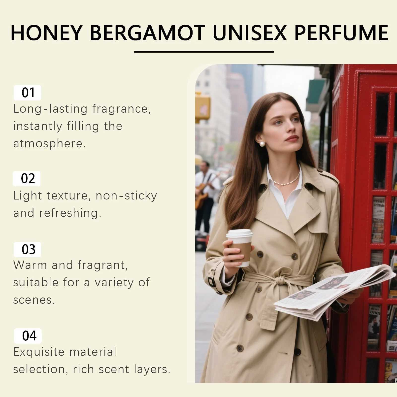 Honey Bergamot Unisex Perfume Mild Naturally Fresh Scent Womens Charming Everyday Portable Fragrance Perfumes Mujer es X251110