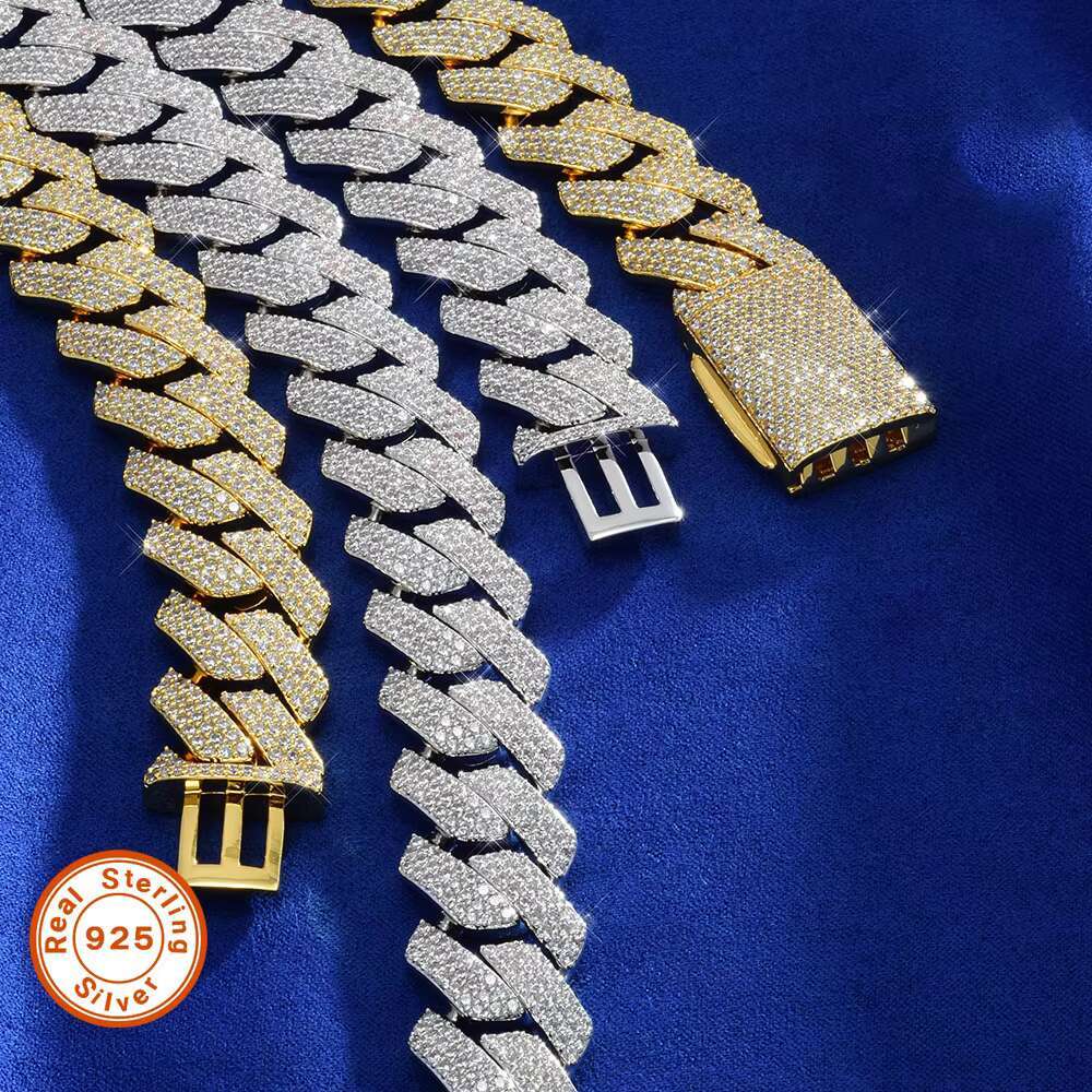 Wholesale Mens 925 Silver Cuban Link Chain Necklace VVS Diamond Hip Hop Style 6MM-14MM Moissanite Sizes Vary