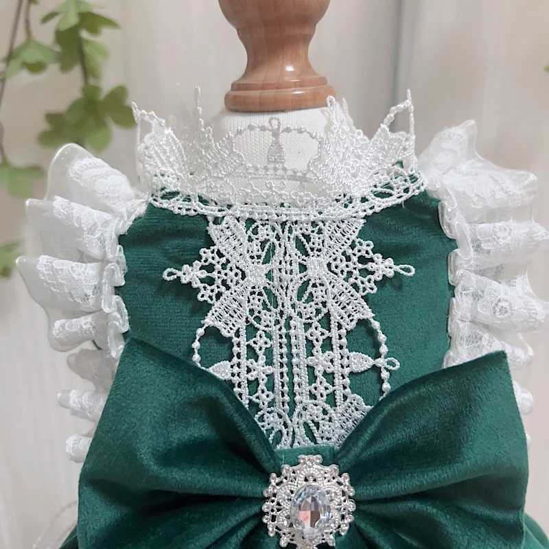 Retro Green Velvet Pet Dog Clothes Fashion Classic Handmade Bow Princess Dresses For Small Medium Dog Chihuahua Dogs Clothing J251110