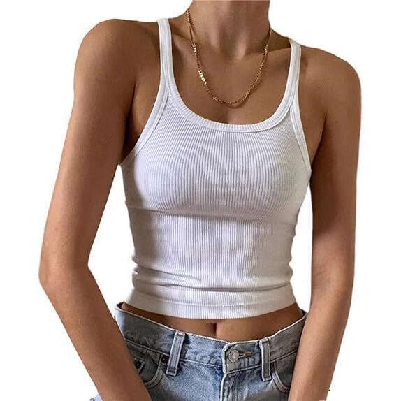 Cross-Border Amazon Camisole European and American Style Women's Summer Hot Girl Outerwear Thin Vest Crop Milk Silk Top