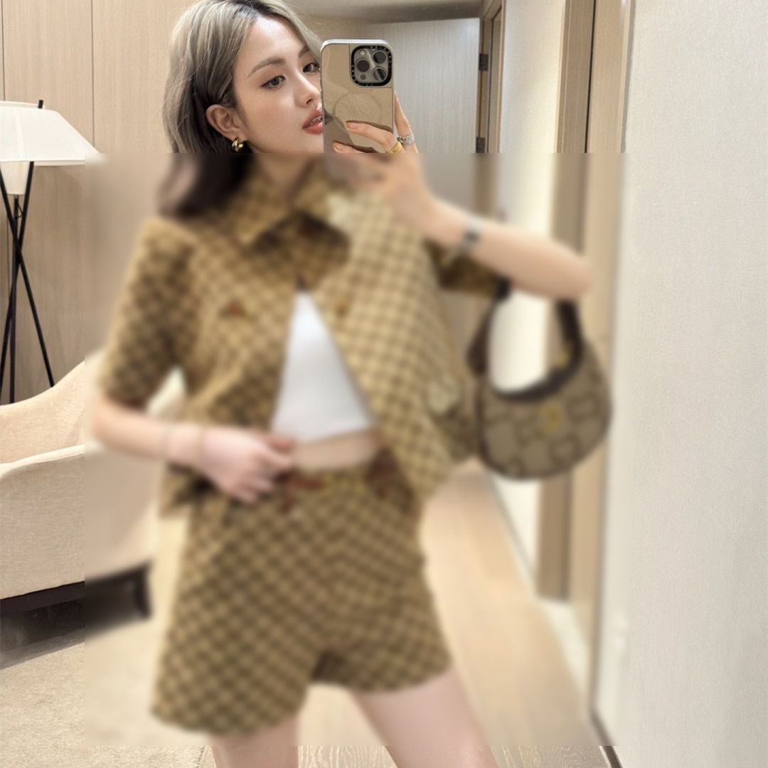 25ss spring new vintage short sleeved suit jacket paired with series pants two-piece fashionable casual set