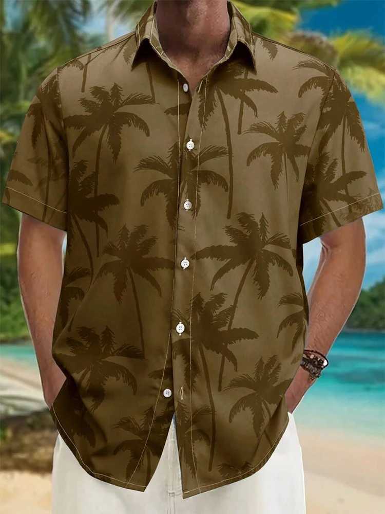 Hawaiian mens summer outdoor beach mens short sleeved city shirt daily casual mens street shirt fashionable mens shirt X250410