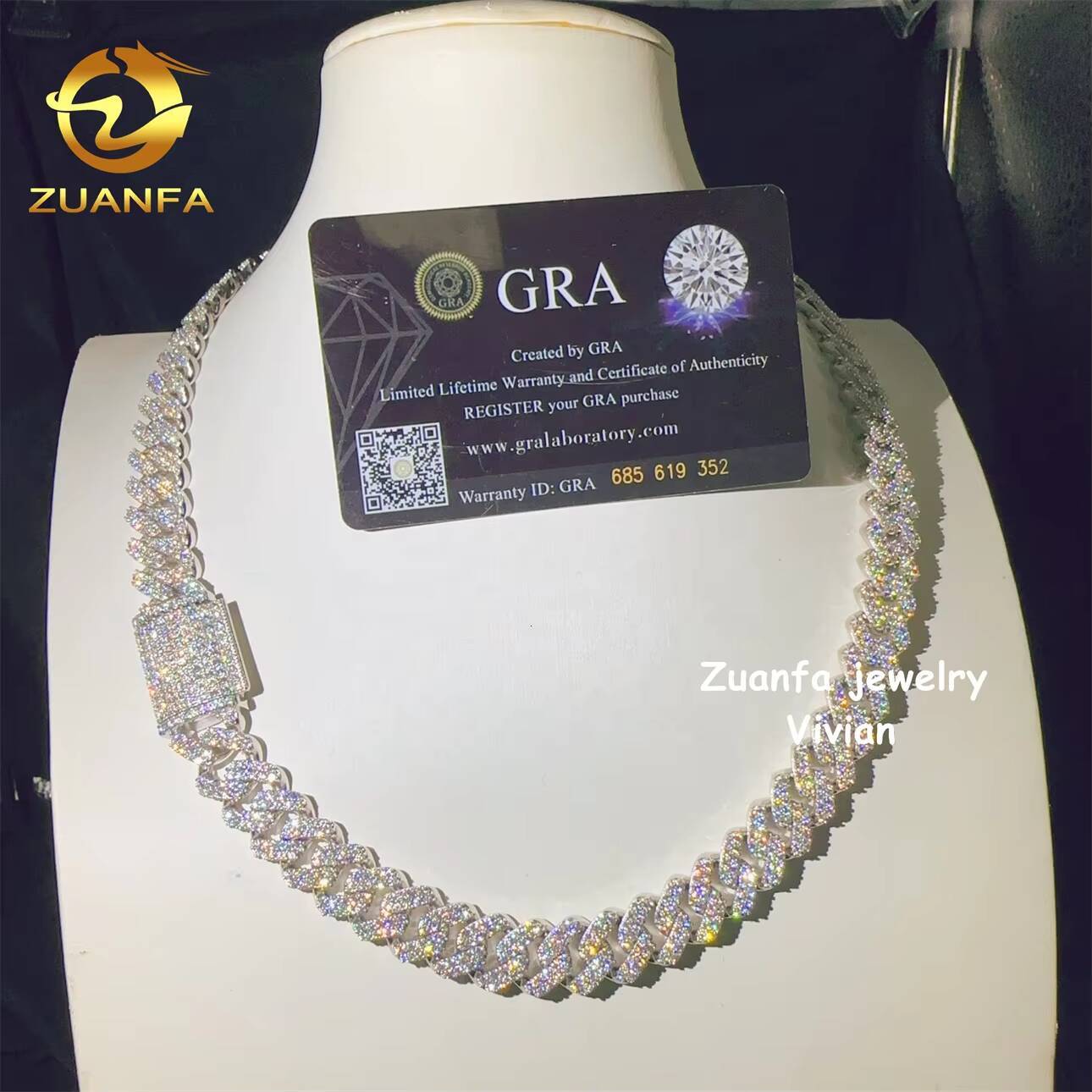 Buss Down Sterling Silver 925 VVS Moissanite Diamond Moissanite Hip Hop Jewelry 123MM Cuban Link Moissanite Necklace