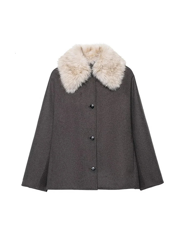 Women Fur Collar Jacket Autumn Winter Fashion Long Sleeve Button Coat Female High Street Outerwear Jackets 251110