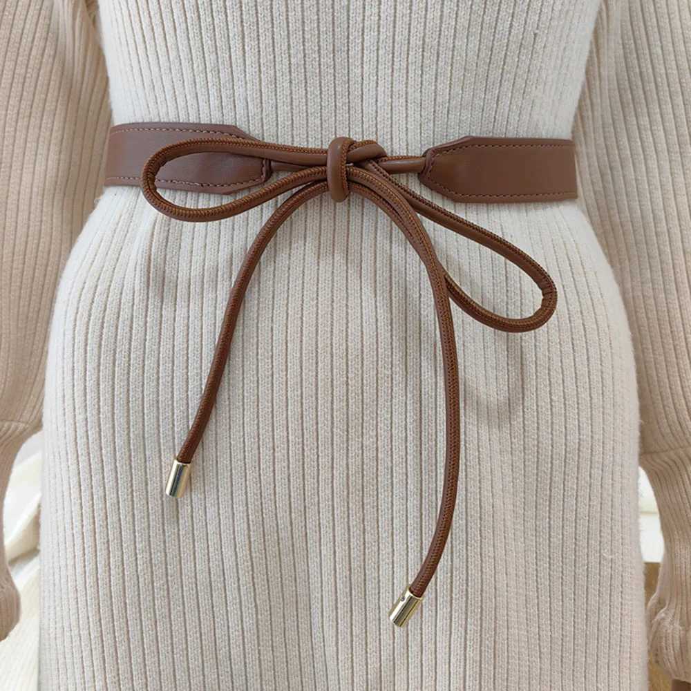 Fashionable thin waistband Versatile dress jacket decorative waistband ultra-thin drawstring PU leather drawstring at the waist X250410