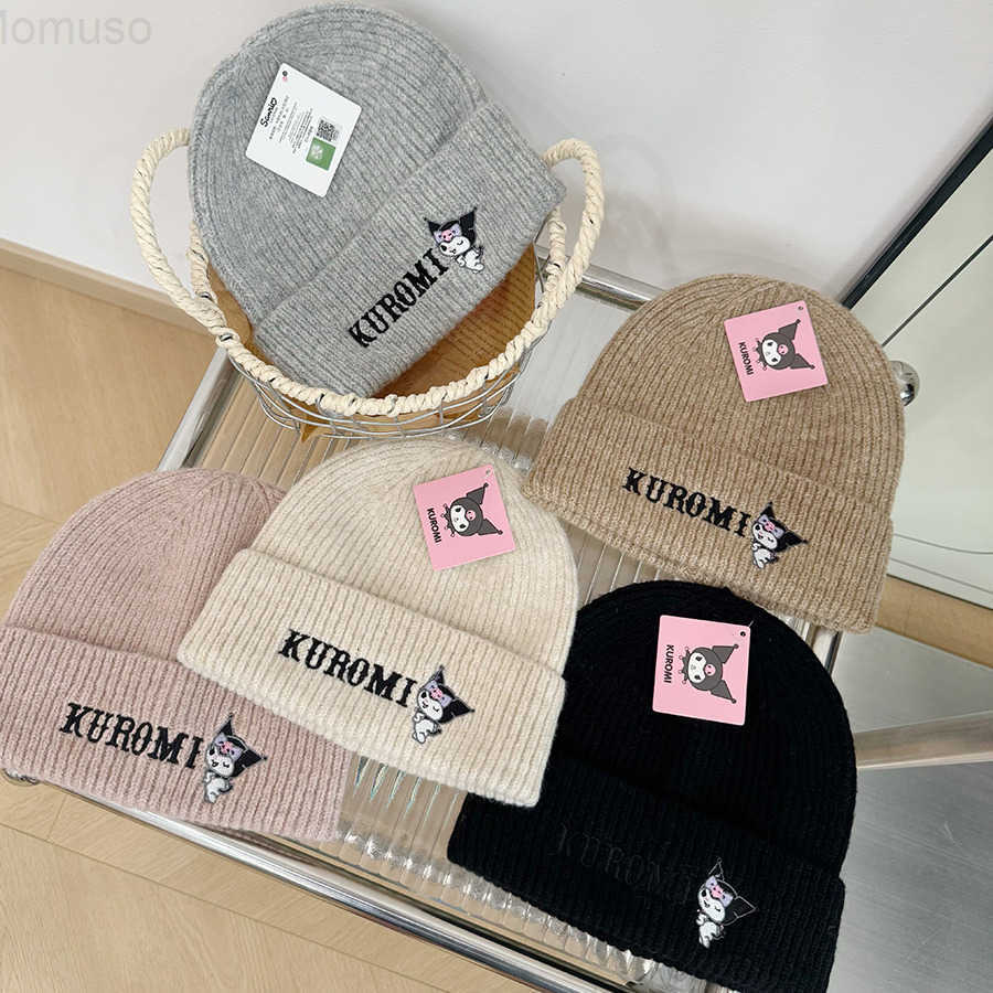 Sanrio Genuine Childrens Hat Autumn Winter Kuromi Knitted Hat Boys Girls Baby Warm Pullover Knit Hat H251110