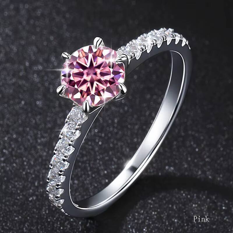1ct Moissanite Vintage Silver Ring Classic S925 Sterling Jewelry for Wedding Anniversary Party Valentines Day Gift
