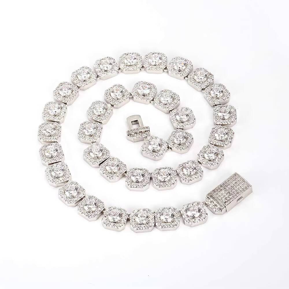 Hip Hop Tennis Necklace 18k Gold Plated Jewelry Iced Out Diamond Clustered Tennis Chain
