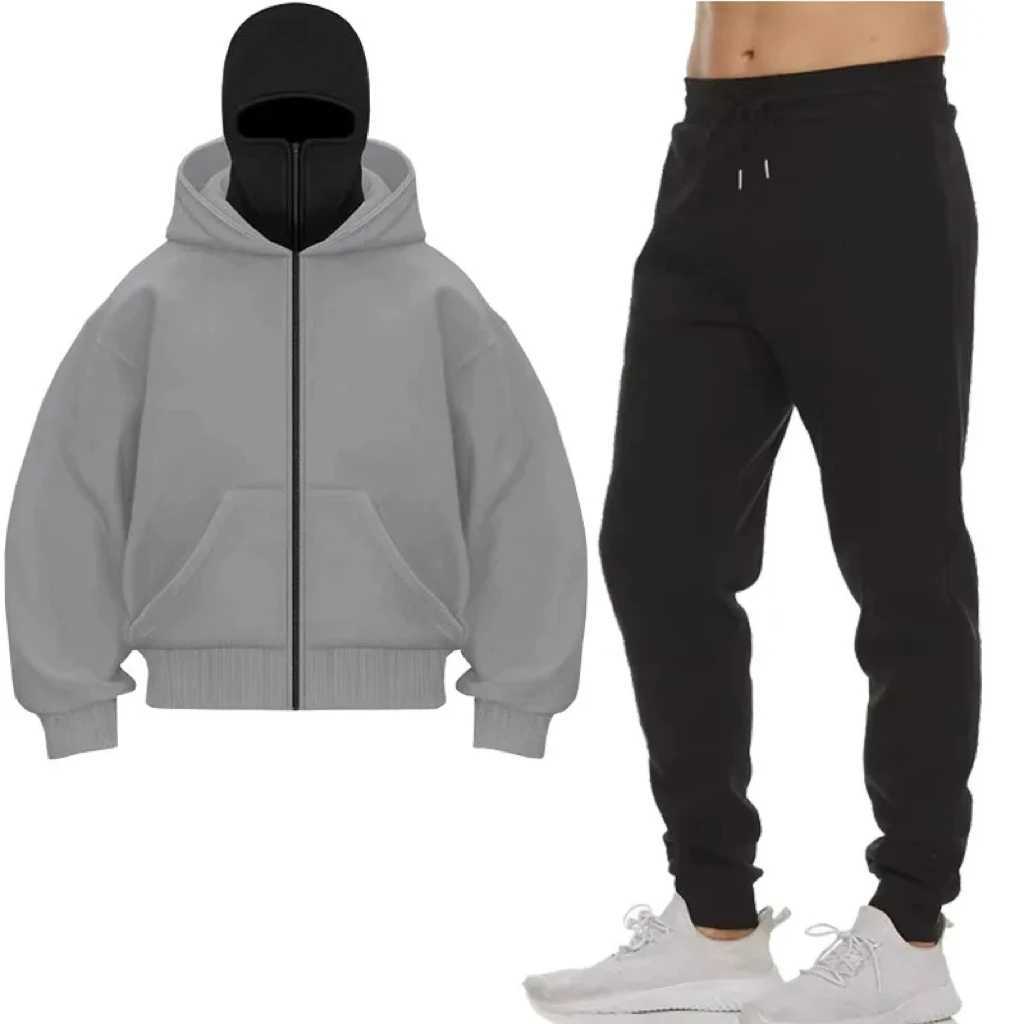 Mens Y2K Autumn/Winter Fashion Warm Hoodie Set Designer Hooded Jacket Pants Two-Piece Jogging Sportswear for Motorcycle Ridin W251110