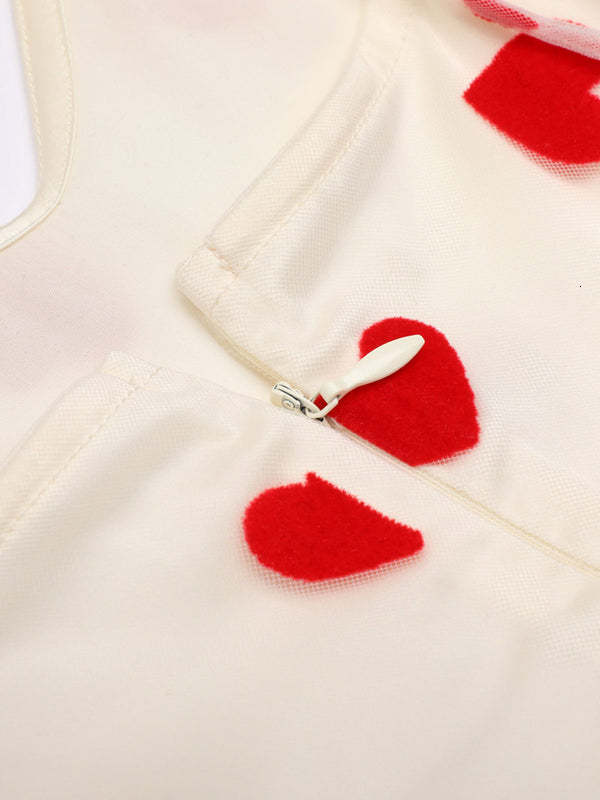New French style niche exquisite heart peach plush mesh sweet dress slim and fashionable suspender skirt