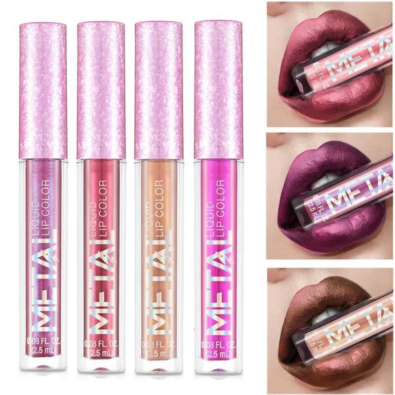 Glitter Metallic Liquid Lipstick Waterproof Shiny Shimmer Metal Lip Gloss Tint Non-Stick Cup Lipgloss Long Lasting Makeup BeautyT251110