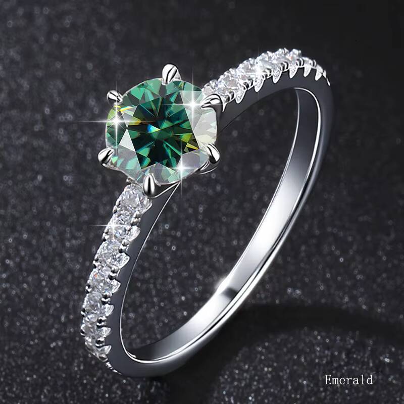 1ct Moissanite Vintage Silver Ring Classic S925 Sterling Jewelry for Wedding Anniversary Party Valentines Day Gift