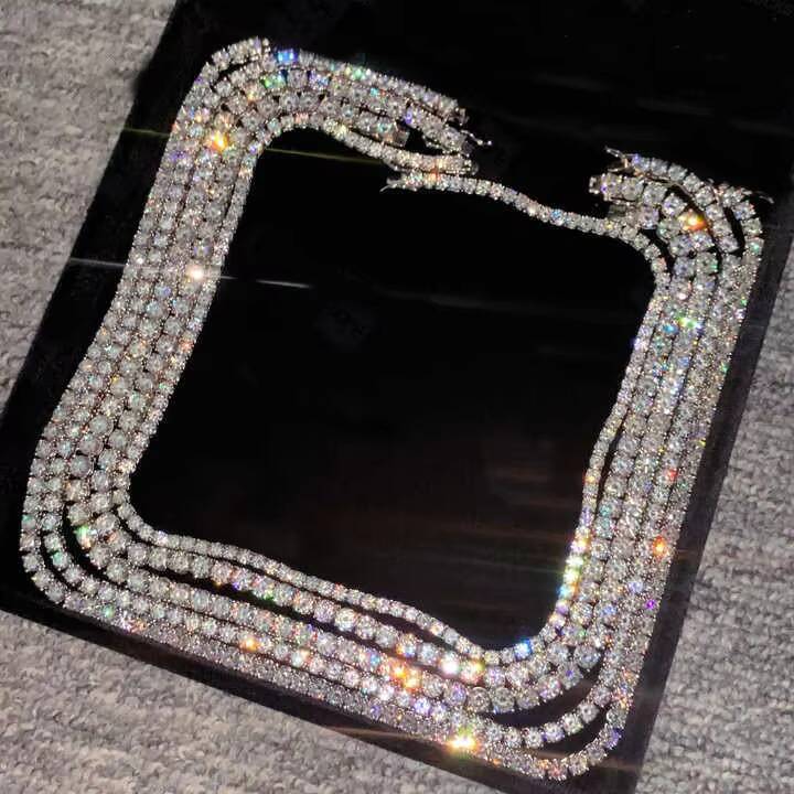 Rinntin MON01 Wholesale Diamond Tennis Chain Necklace 3mm 4mm 5mm VVS Iced Out 925 Silver Fine Jewelry Moissanite Tennis Chain