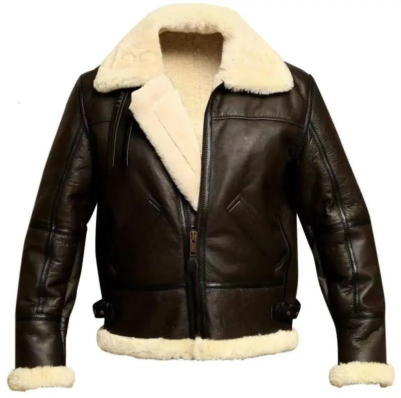 High Quality Leather Jackets Mens Retro True Brown Motorcycle Jacket Man Fur Integrated Leather Jacket Resist the Wind Coats 251105