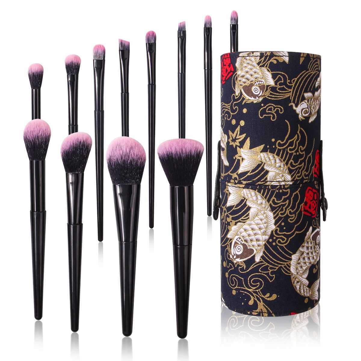 13PCS high-quality makeup brush set including a loose brush concealer brush holder and a vintage covered storage bucket L251110