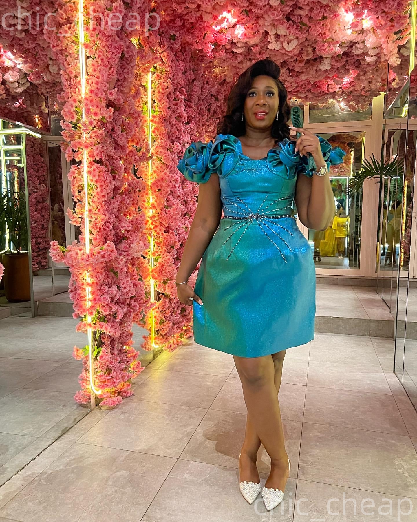 Chic Hunter Blue Sheath 2026 Cocktail Dress Flowers Beaded Taffeta Off Shoulder Mini Graduation Homecoming Dresses For Special Occasions Sweetheart Go