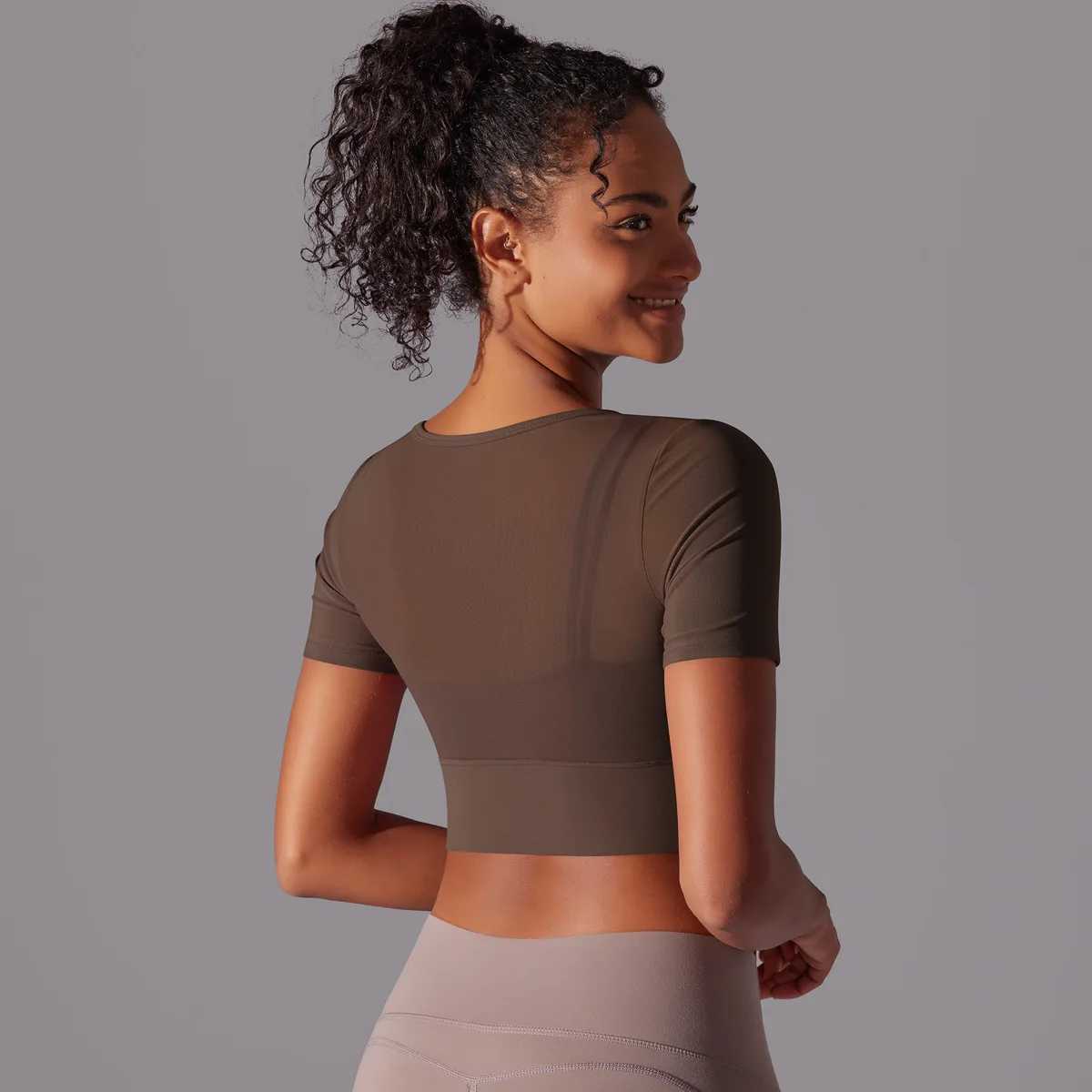 Gutashye Solid Color Patch Mesh Sexy Double Short Sleeve Strap Bra Running Fitness Yoga Exercise Breathable Quick DryingXJ250410